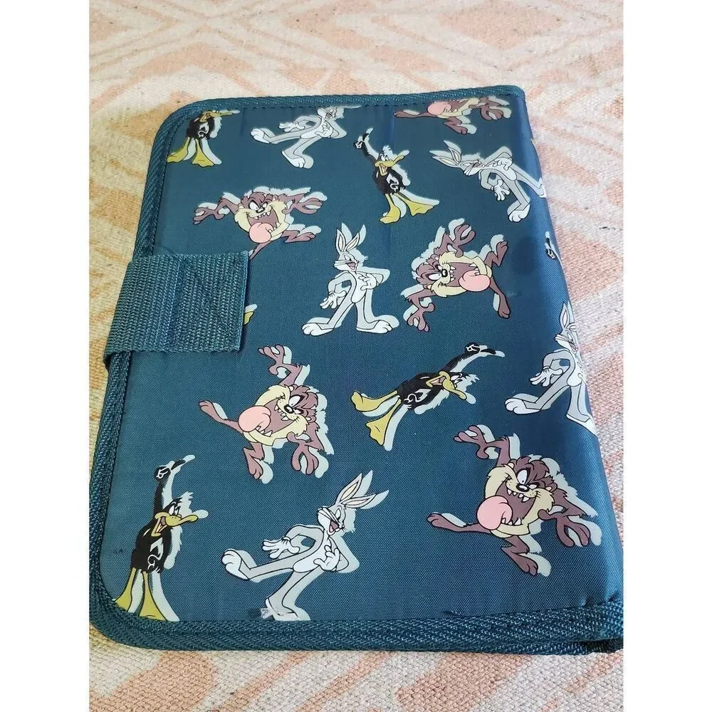 Vtg Looney Tunes 3 Ring Binder Green Bugs Bunny Taz Daffy 1998 #A53